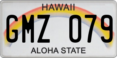 HI license plate GMZ079