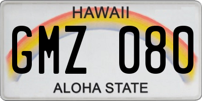HI license plate GMZ080