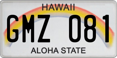 HI license plate GMZ081