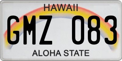 HI license plate GMZ083