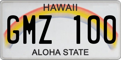 HI license plate GMZ100