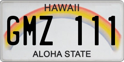 HI license plate GMZ111