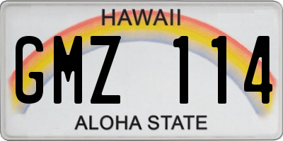 HI license plate GMZ114