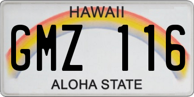 HI license plate GMZ116