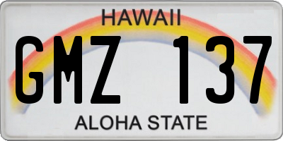 HI license plate GMZ137