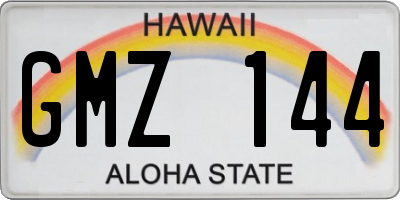 HI license plate GMZ144