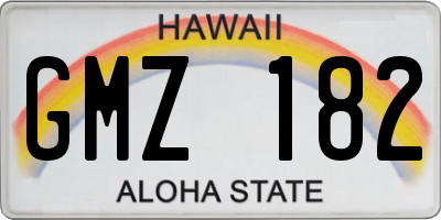 HI license plate GMZ182