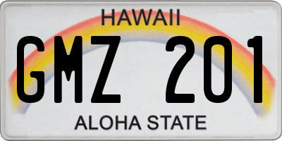 HI license plate GMZ201