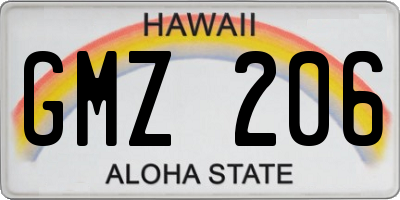 HI license plate GMZ206