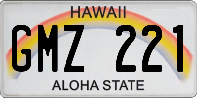 HI license plate GMZ221