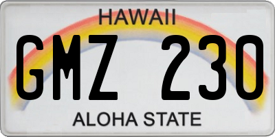 HI license plate GMZ230