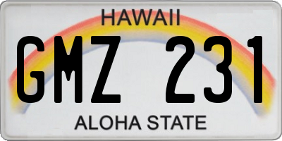 HI license plate GMZ231