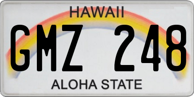 HI license plate GMZ248