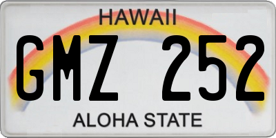 HI license plate GMZ252