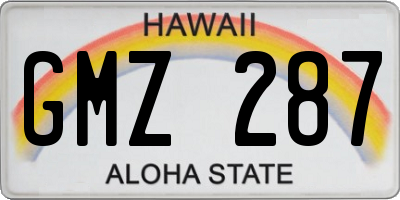 HI license plate GMZ287