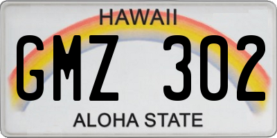 HI license plate GMZ302