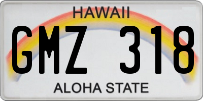 HI license plate GMZ318