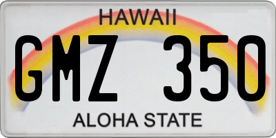 HI license plate GMZ350