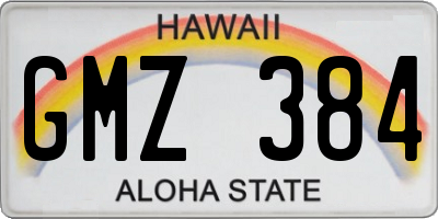 HI license plate GMZ384