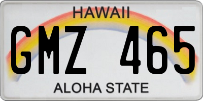HI license plate GMZ465