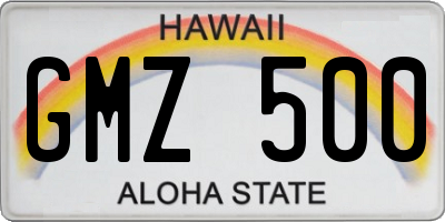 HI license plate GMZ500