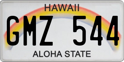 HI license plate GMZ544