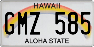 HI license plate GMZ585