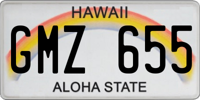 HI license plate GMZ655