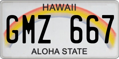 HI license plate GMZ667