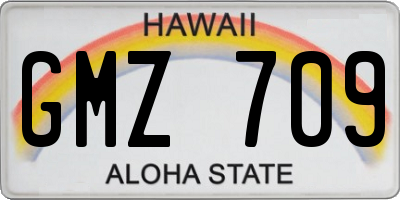 HI license plate GMZ709