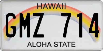HI license plate GMZ714