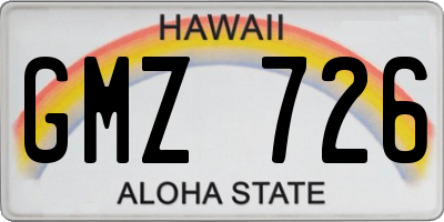 HI license plate GMZ726