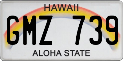 HI license plate GMZ739