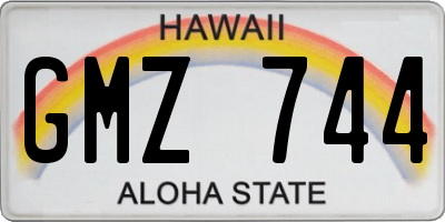 HI license plate GMZ744