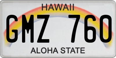 HI license plate GMZ760