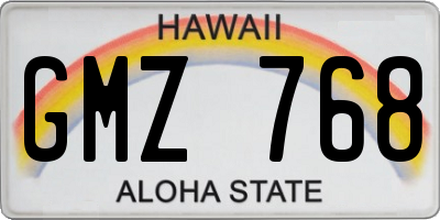 HI license plate GMZ768