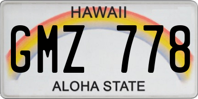 HI license plate GMZ778