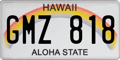 HI license plate GMZ818