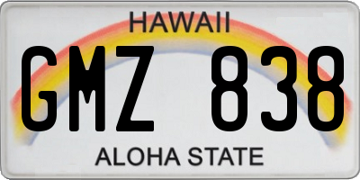 HI license plate GMZ838