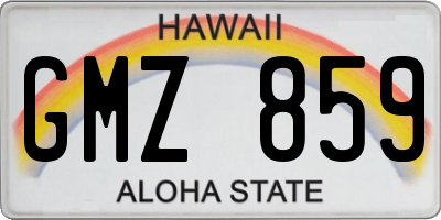 HI license plate GMZ859