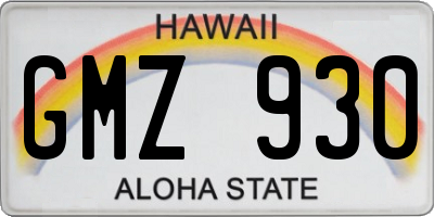 HI license plate GMZ930