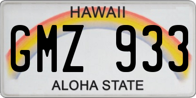 HI license plate GMZ933