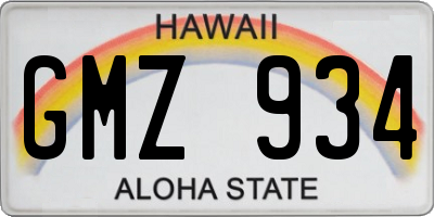 HI license plate GMZ934