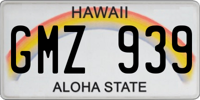HI license plate GMZ939