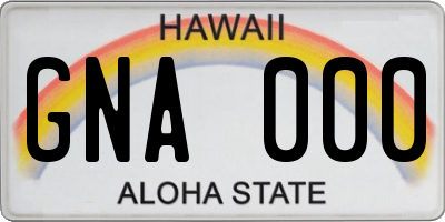 HI license plate GNA000
