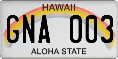HI license plate GNA003