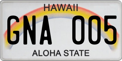 HI license plate GNA005