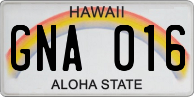 HI license plate GNA016