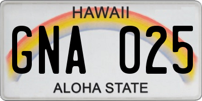 HI license plate GNA025