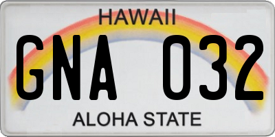 HI license plate GNA032